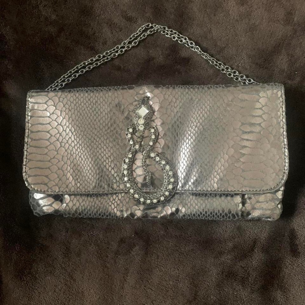 Silver Snake Paula Abdul Embellished Clutch